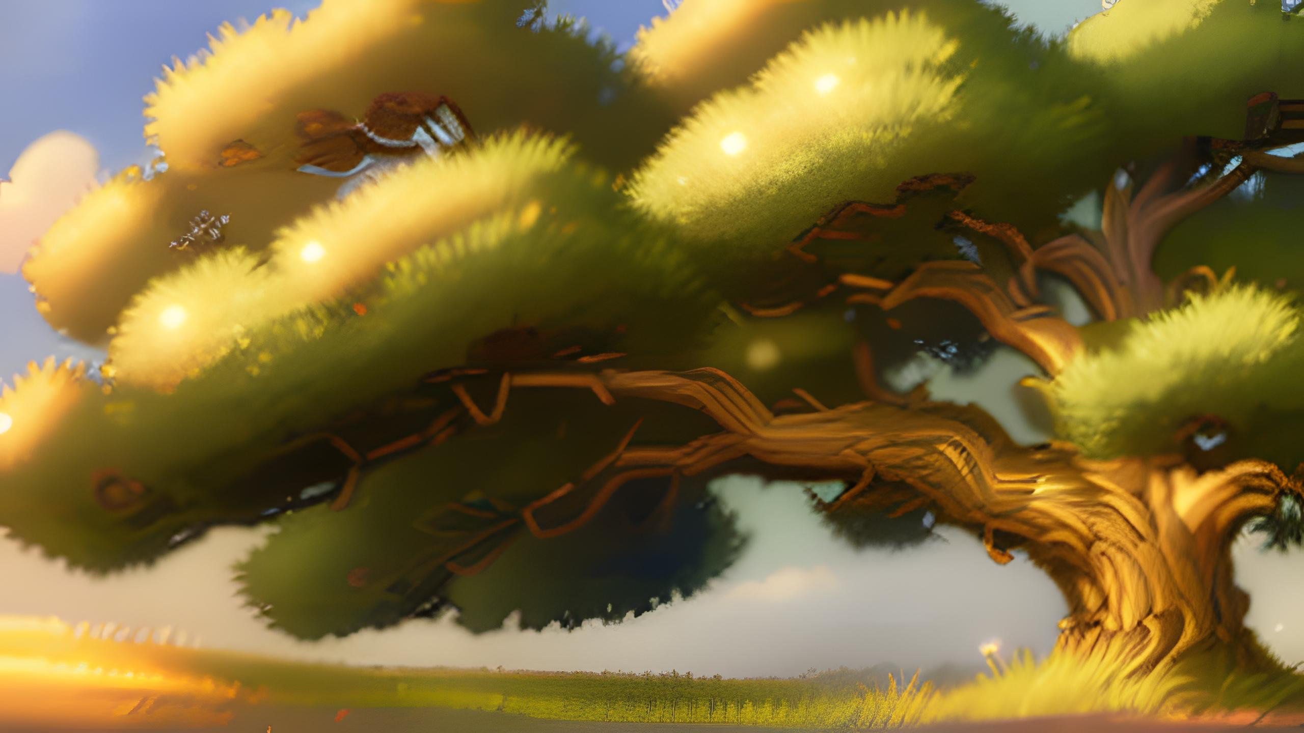 A willow tree with blades of grass